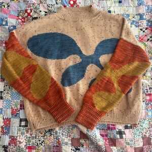 Misha and Puff Leaves camel confetti sweater medium large